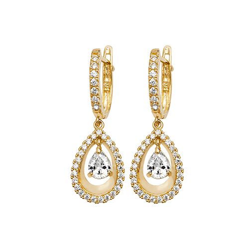 9ct Yellow Gold Diamond Drop Earrings