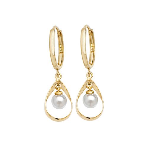 9ct Yellow Gold Pearl Drop Earrings