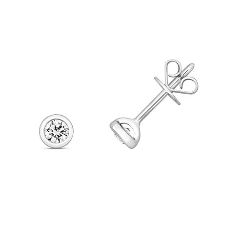 18ct Gold Diamond Rubover Stud Earrings