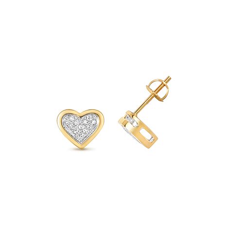 9ct Gold Diamond Heart Stud Earrings