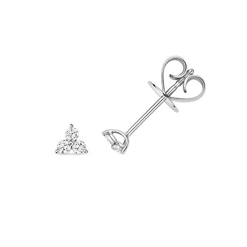 18ct Gold Diamond 3 Stone Stud Earrings