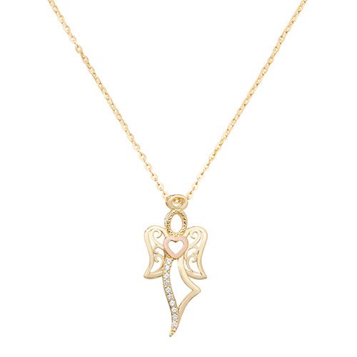 9ct Yellow Gold Angel CZ Necklace