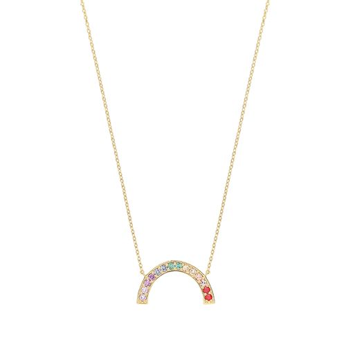 9ct Yellow Gold Large Rainbow CZ necklace