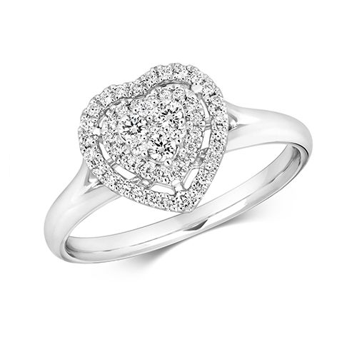 18ct Diamond Brilliant Heart Halo Ring