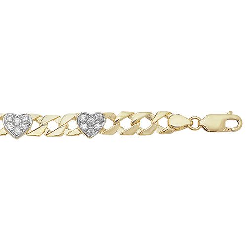 9ct Yellow Gold Hearts Bracelet