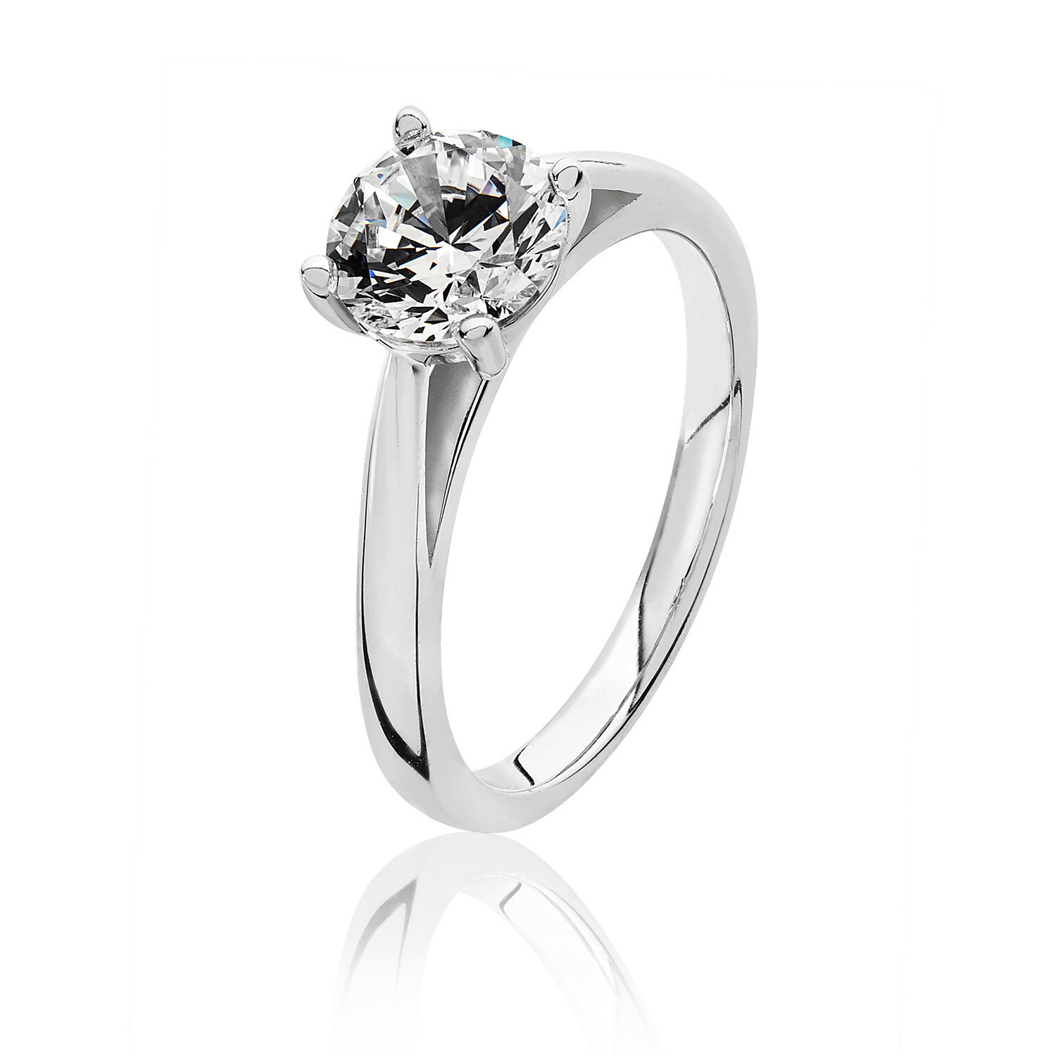 Rhodium Plated Silver Claw Set 7mm Round CZ Ring Rhodium Plated Silver Claw Set 7mm Round CZ Ring