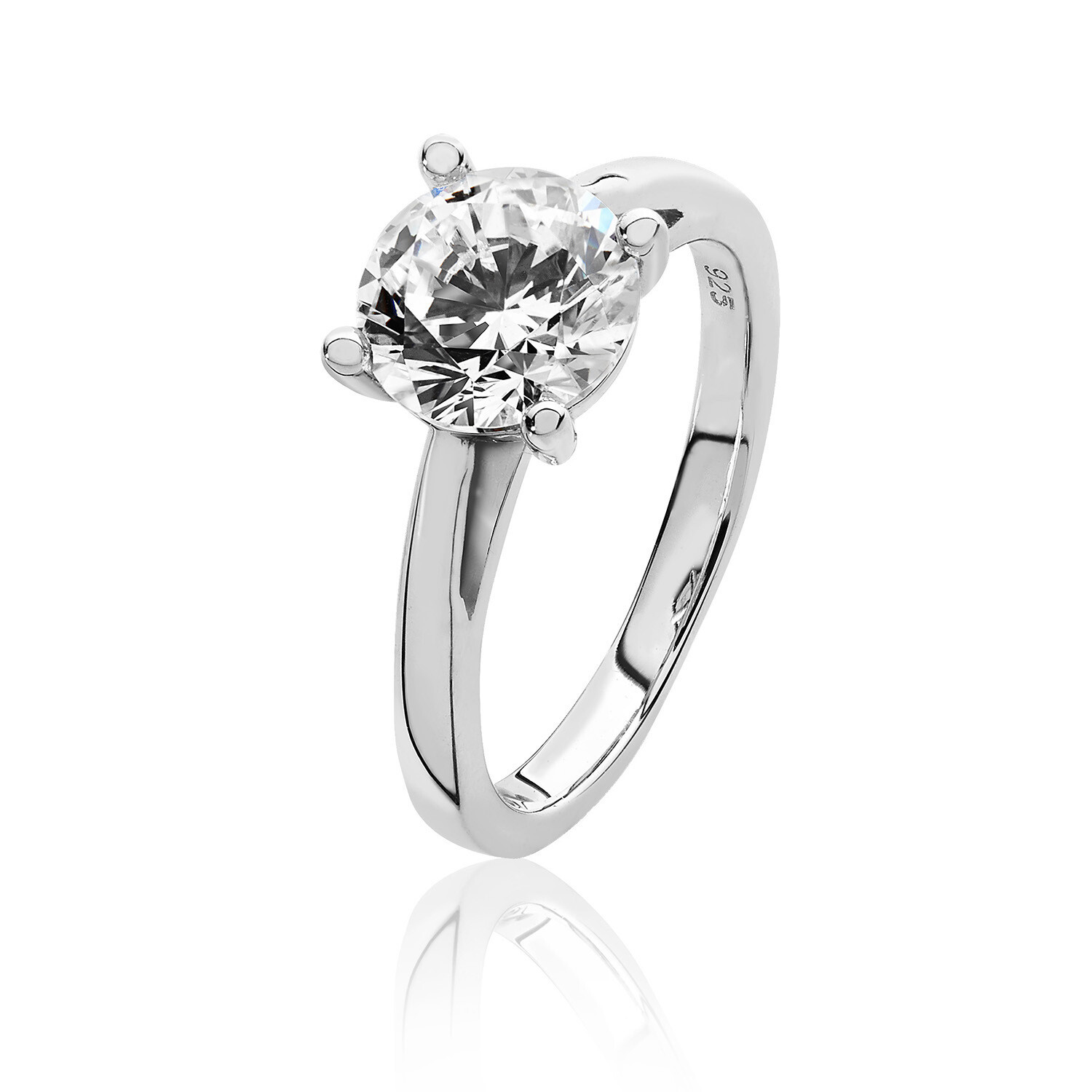 Rhodium Plated Silver Claw Set 8mm Round CZ Ring Rhodium Plated Silver Claw Set 8mm Round CZ Ring
