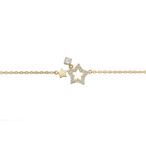 9ct Yellow Gold Ladies 7+1/4 inches Star CZ Bracelet 9ct Yellow Gold Ladies 7+1/4 inches Star CZ Bracelet