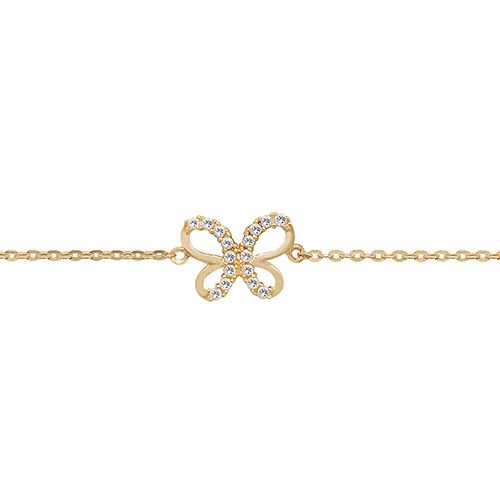 9ct Yellow Gold CZ Butterfly Bracelet