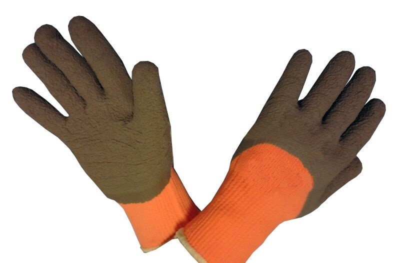Перчатки утепленные облитые с двух сторон, коричневые, с начесом