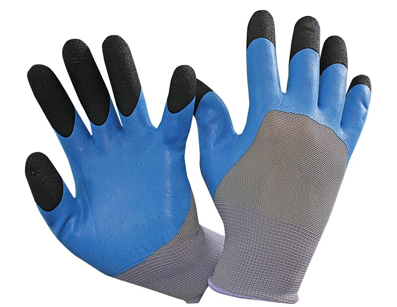 Перчатки сине-серые вспененнные прорезиненные 78гр.