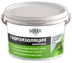 Гидроизоляция SOLEX акриловая (эластичный герметик), 3 кг