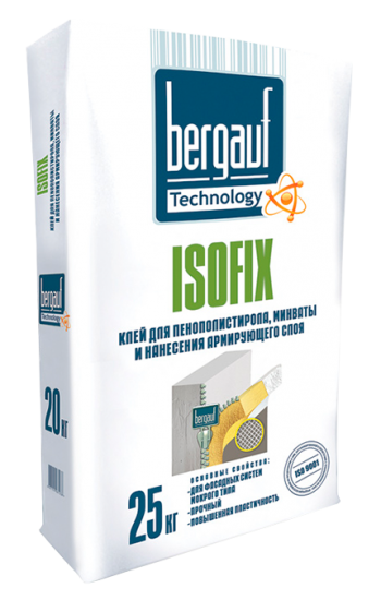 Bergauf "ISOFIX" Клей для пенополистирола и минеральной ваты (25кг) (56меш)