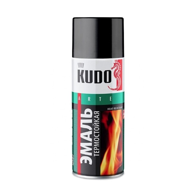 Эмаль аэрозольная термостойкая, черная (520мл) "KUDO"
