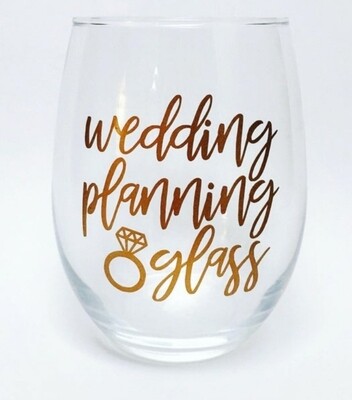 Wedding planing wine glass