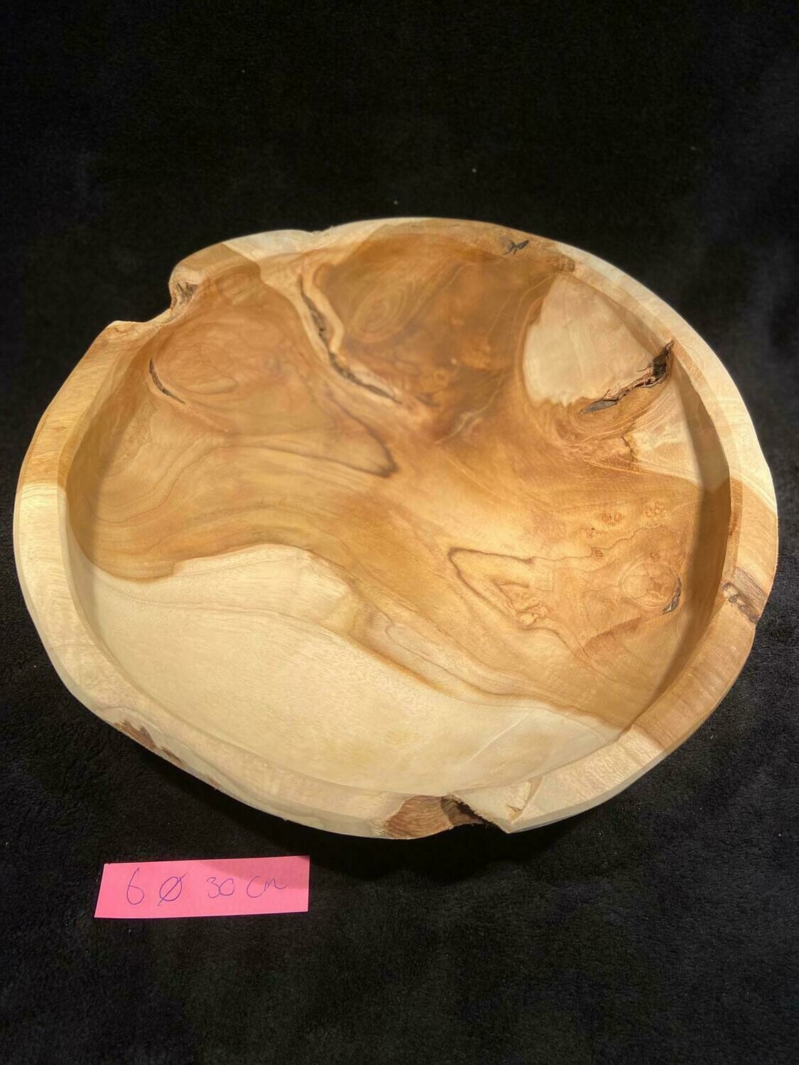 Teakhouten schaal slank, doorsnede 30 cm