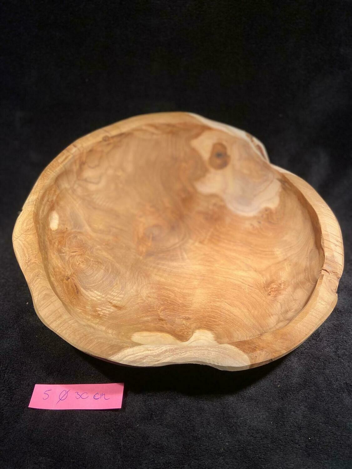 Teakhouten schaal slank, doorsnede 30cm