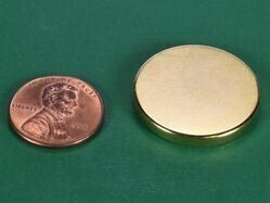 Magnetic Disk - Gold Plated Neodymium 1" (Toonie Magnet)