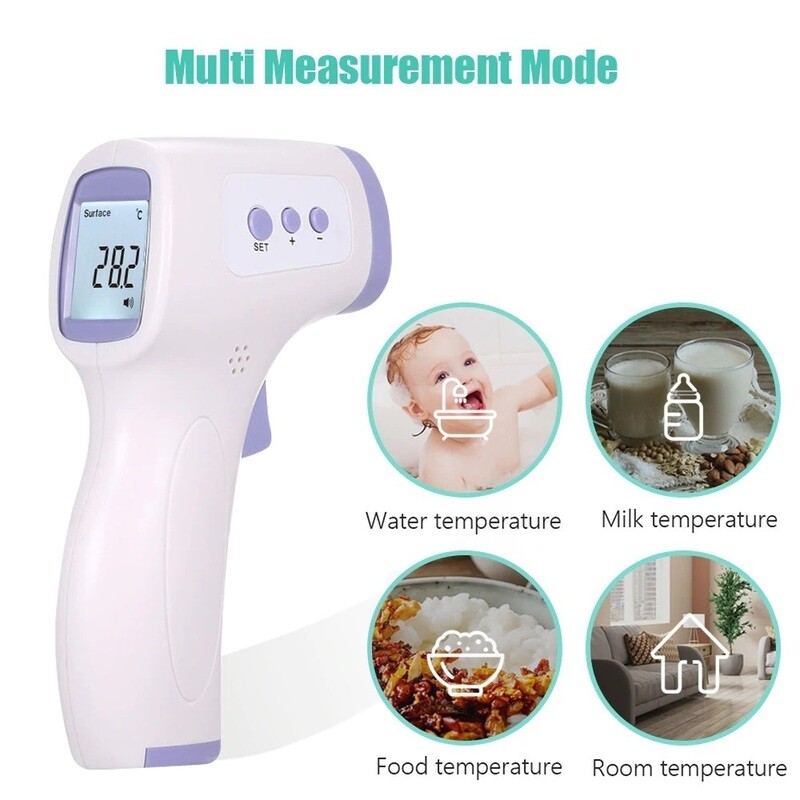 Hand-held Digital Infrared Temperature for Baby Kids Adults Non Contact Smart Sensor Accurate Instant Reading Ear Forehead Thermometer LED Display Ear Temperature Measure with Fever Alarm (Purple)