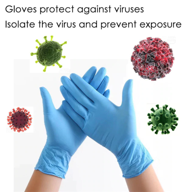 100 pcs Disposable Nitrile Gloves, Latex Free, Powder Free, Textured for Exam, Kitchen, Food Safety, Lab Experiments, Cleaning