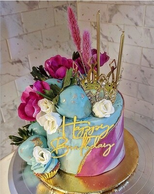 5" Floral & berries birthday cake