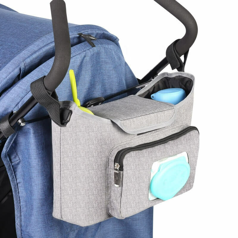 Универсален органайзер/чанта за бебешка количка с място за мокри кърпички Silver Lux