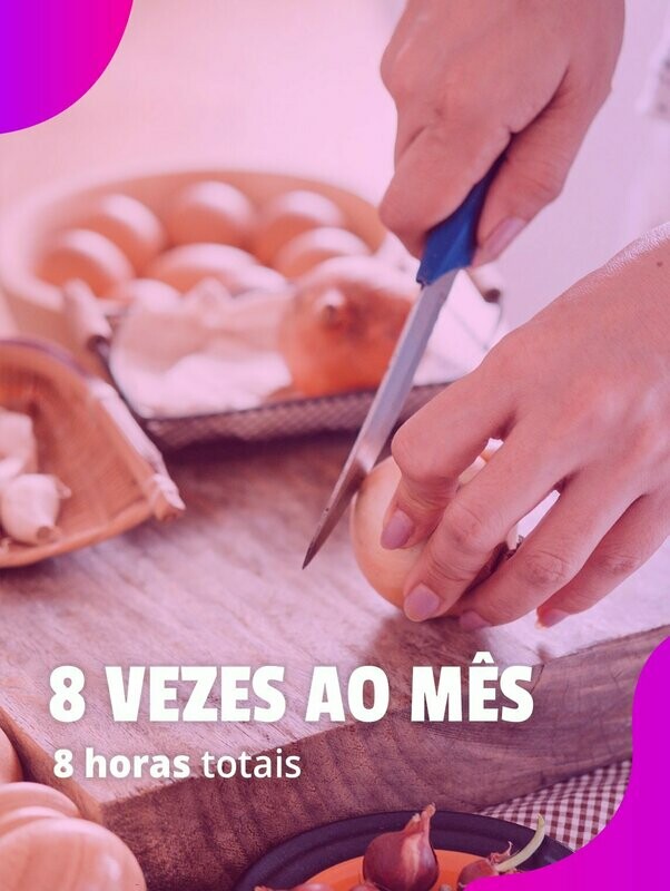 8 vezes ao mês: Cozinheiro(a) – 8 horas totais (média de 8 a 10 preparações)