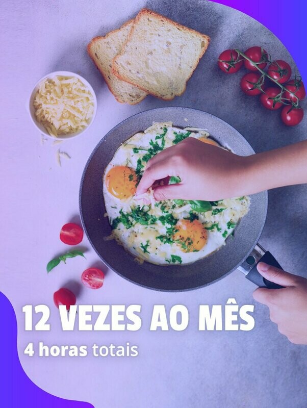 12 vezes ao mês: Cozinheiro(a) – 4 horas totais (média de 4 a 5 preparações)