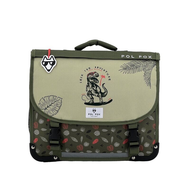 Cartable 38cm DINO KAKI (réversible)