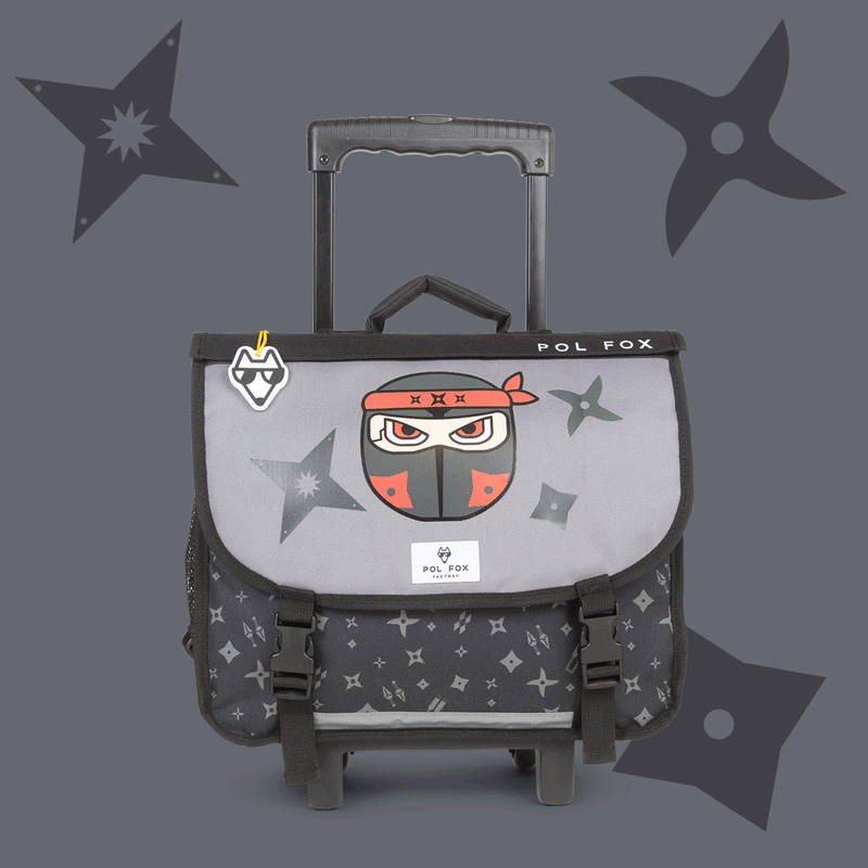 Cartable à roulettes 38cm NINJA (réversible)