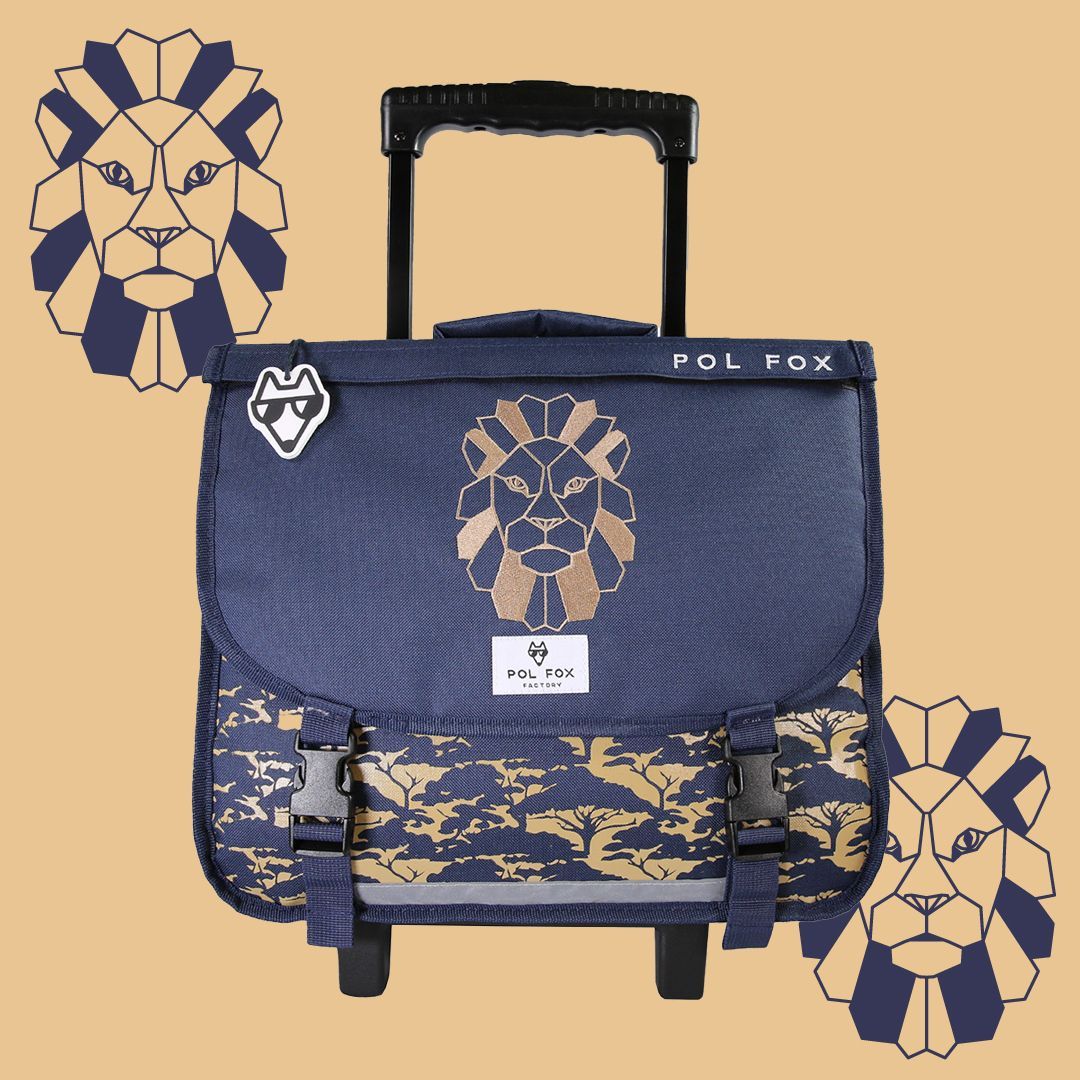 Cartable à roulettes 38 cm LION (réversible)