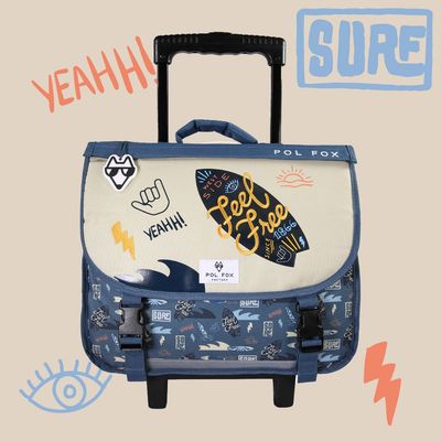 Cartable à roulettes 38 cm SURF (réversible)