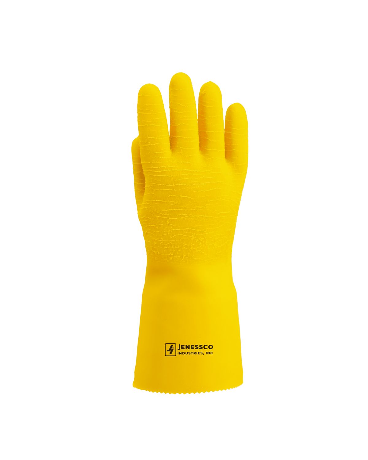 14” Yellow Textured Seamless Cotton-Lined Hand Specific Glove