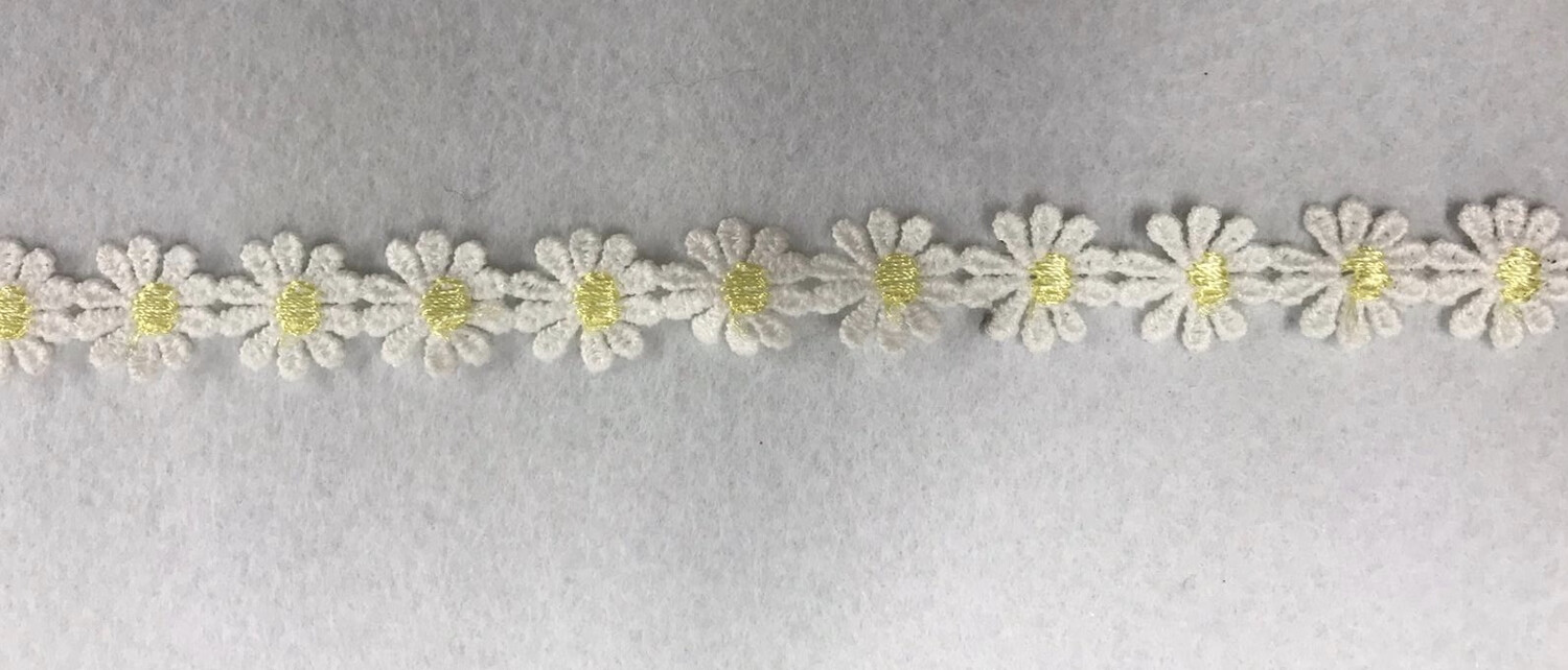 Small White Daisy Yellow Trim