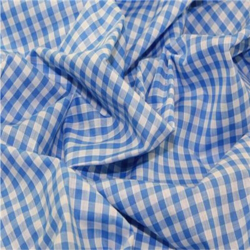 Gingham Polycotton 1/4” Sky Blue