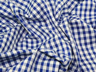 Gingham Polycotton 1/8” Royal Blue