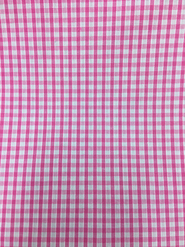 Gingham Polycotton 1/8” Baby Pink