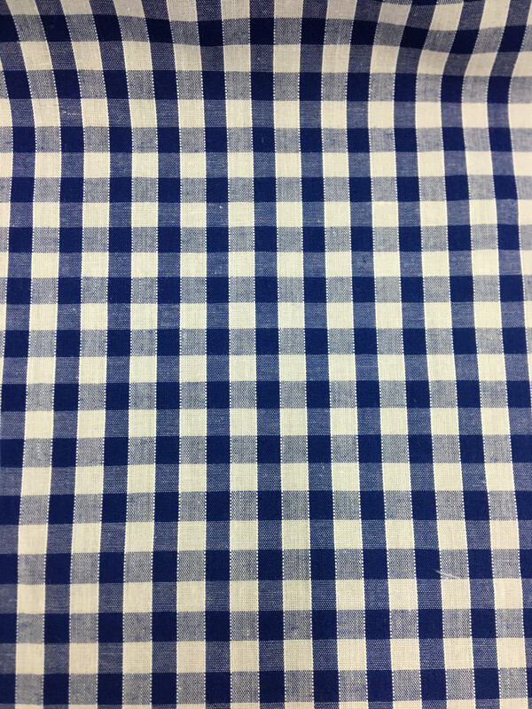 Gingham Polycotton 1/4” Royal Blue