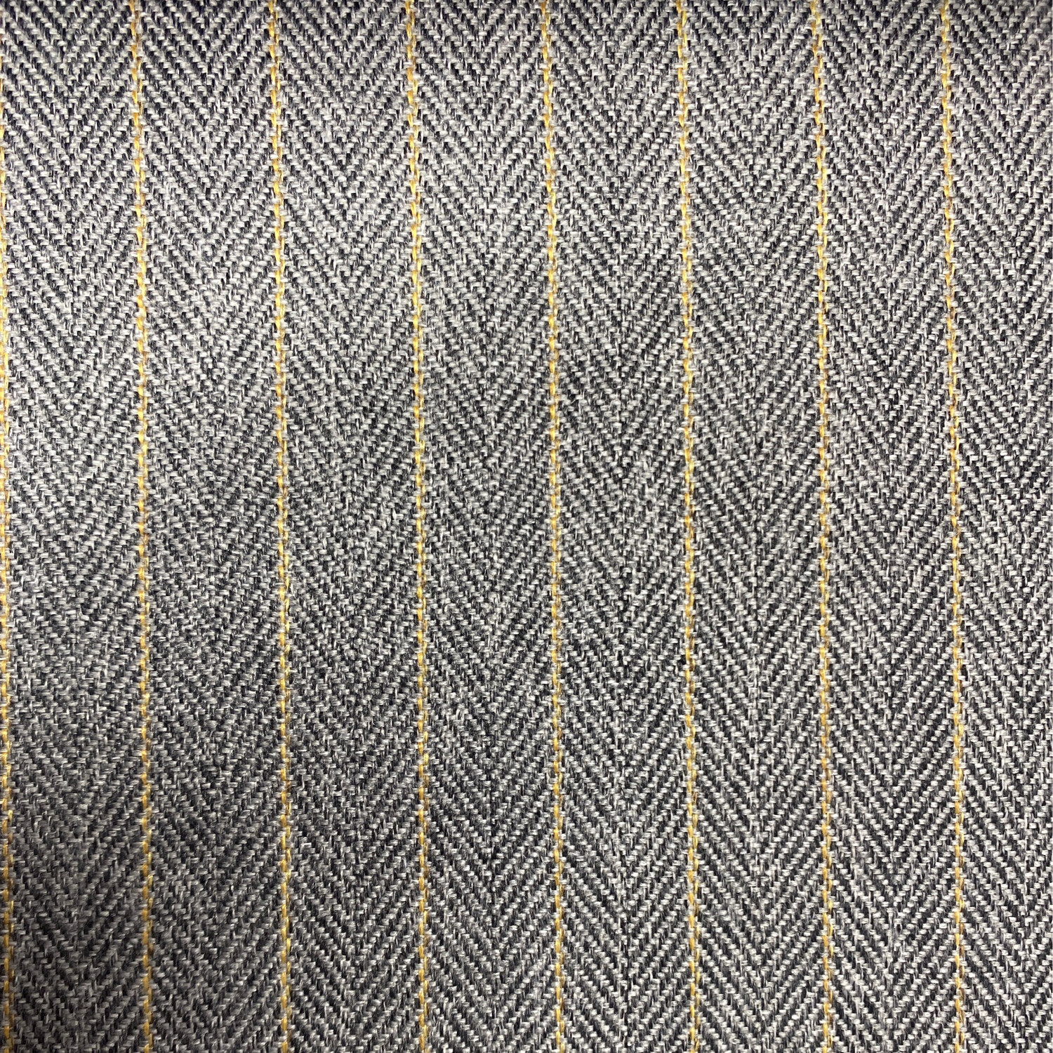 Herringbone Tweed Look Stripe Grey / Mustard