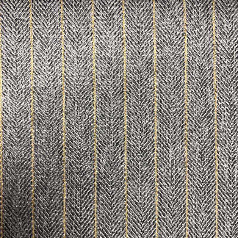 Herringbone Tweed Look Stripe Grey / Mustard