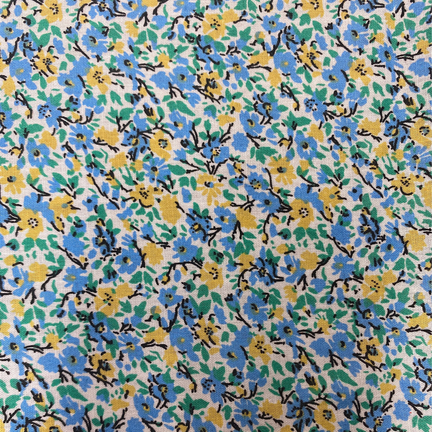 Busy Flower Turquoise And Yellow