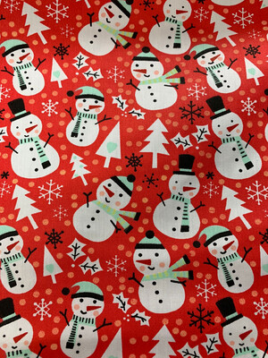 Christmas Snowman Red Organic Cotton