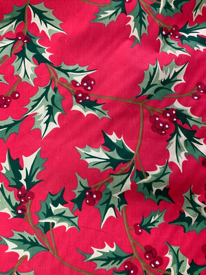 Christmas Holly Red Organic Cotton