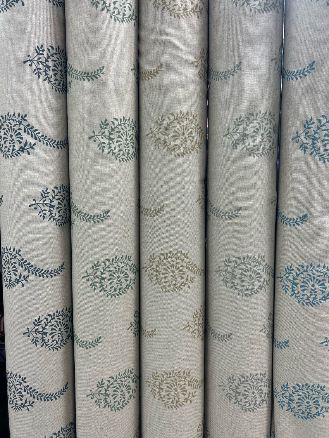 Natural Paisley Leaf Ocean Blue