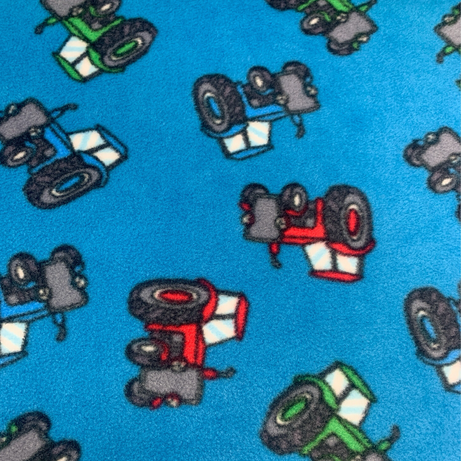 Tractor Fun Turquoise Fleece