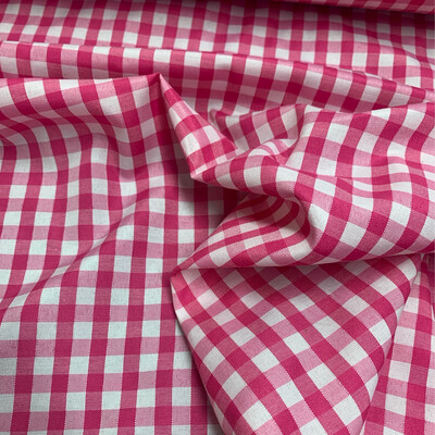 Gingham Polycotton 1/4” Cerise Pink