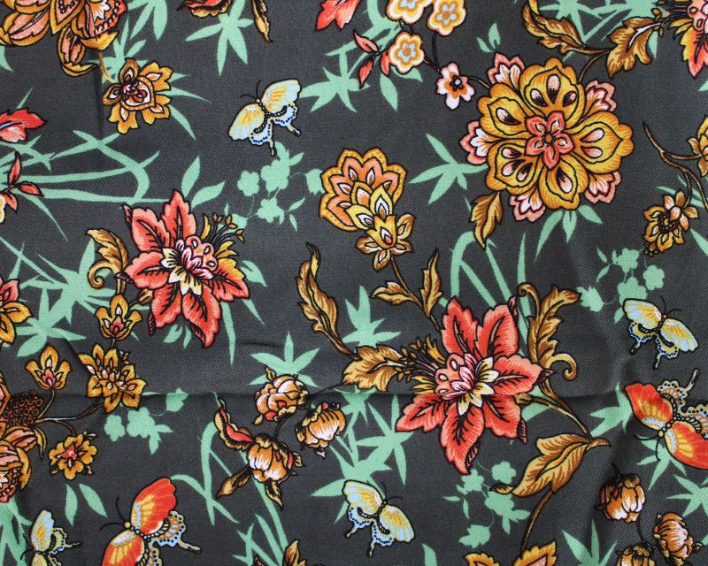Paisley Floral Butterflies Viscose