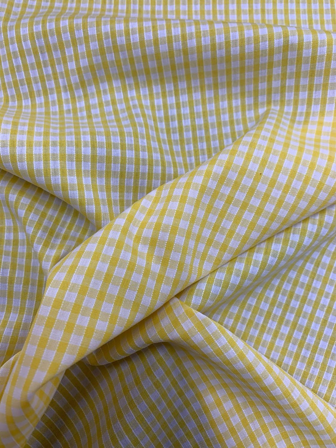 Gingham Polycotton 1/8” Yellow