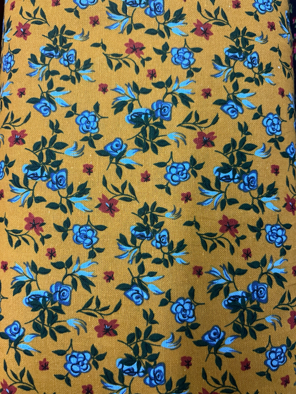 Linen Look Roses Ochre