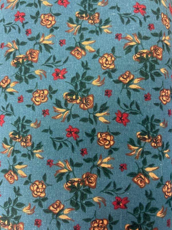Linen Look Roses Teal
